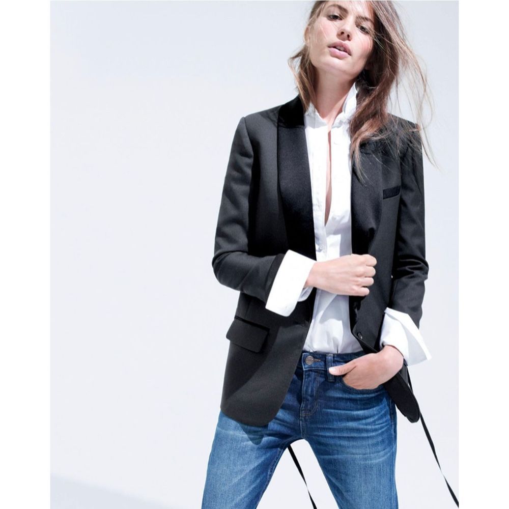 J. Crew Women's Shawl Collar Tuxedo Jacket Tailored Fit Midnight Blue Size 0 XS